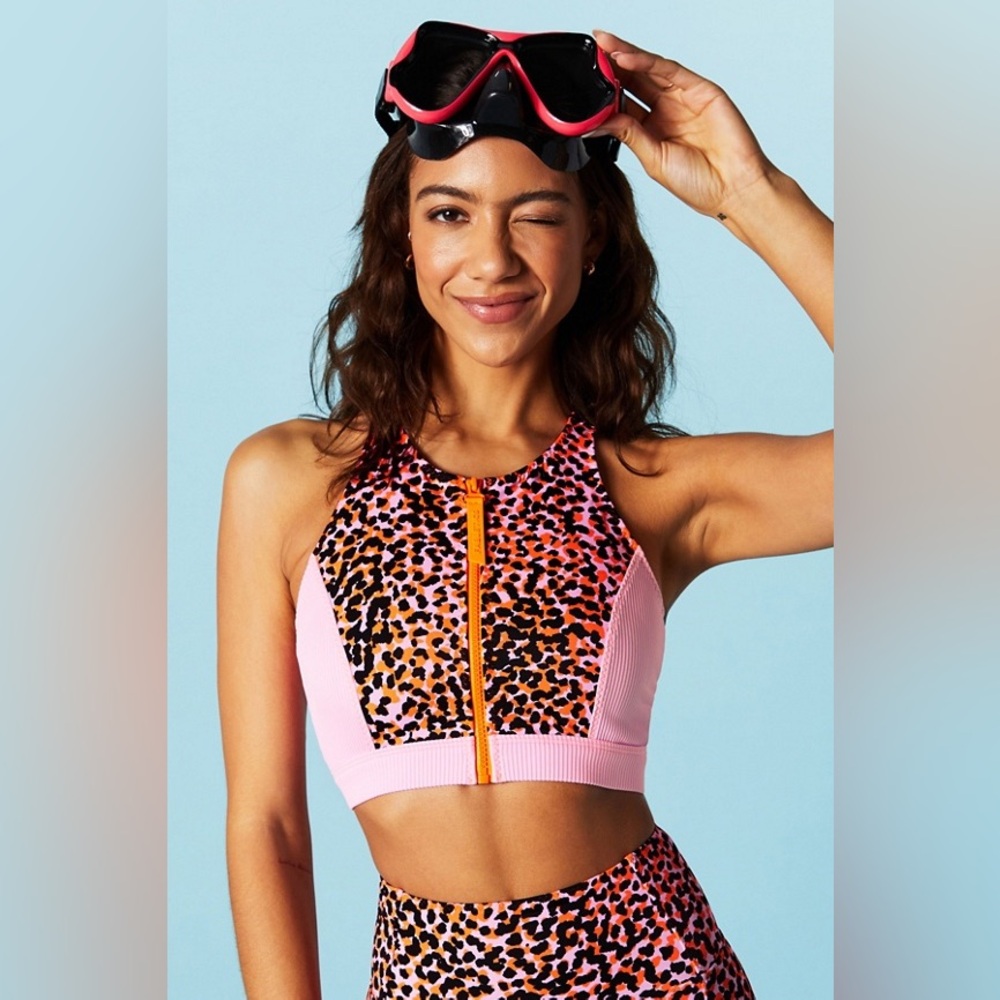 Pink & Orange Raceback Fabletics Swim Suit